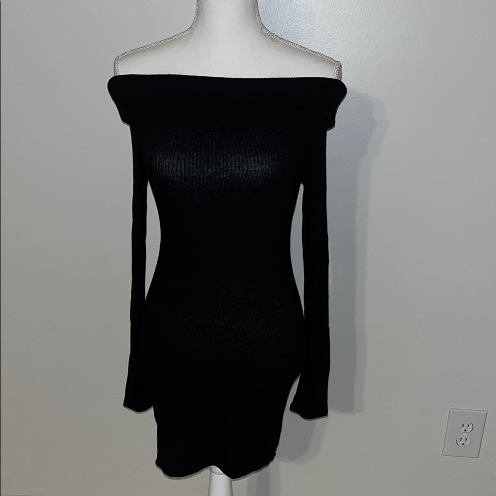 Windsor Black Off-Shoulder Sweater Dress